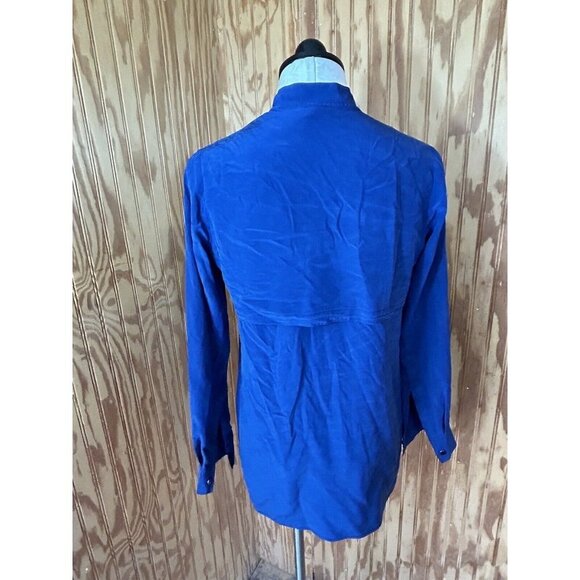 Vince Womens Dark Blue SILK Button Down Long Sleeve Blouse Size XS - Picture 7 of 11